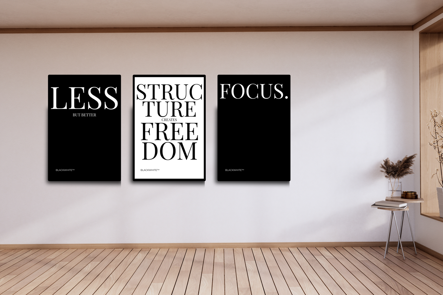 THE TYPOGRAPHY SET – Minimalist Black & White Typography Poster Set (3 Stück)